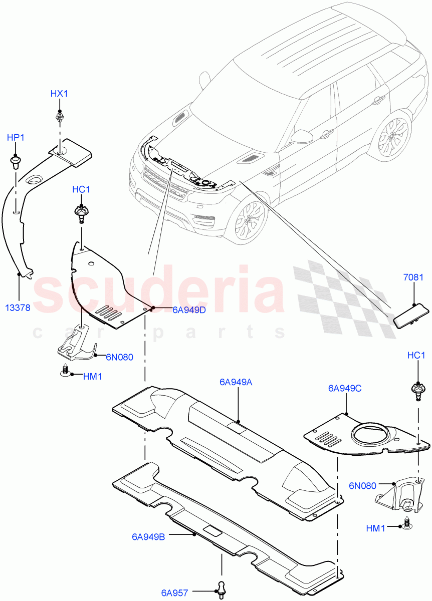 Engine Compartment - Covers of Land Rover Land Rover Range Rover Sport (2014+) [5.0 OHC SGDI SC V8 Petrol]