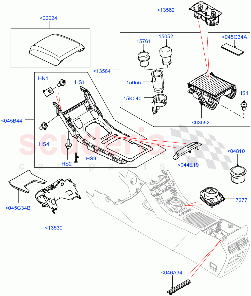 Console - Floor (Trim Upper, External Components) (Halewood (UK)) of Land Rover Land Rover Range Rover Evoque (2012-2018) [2.2 Single Turbo Diesel]