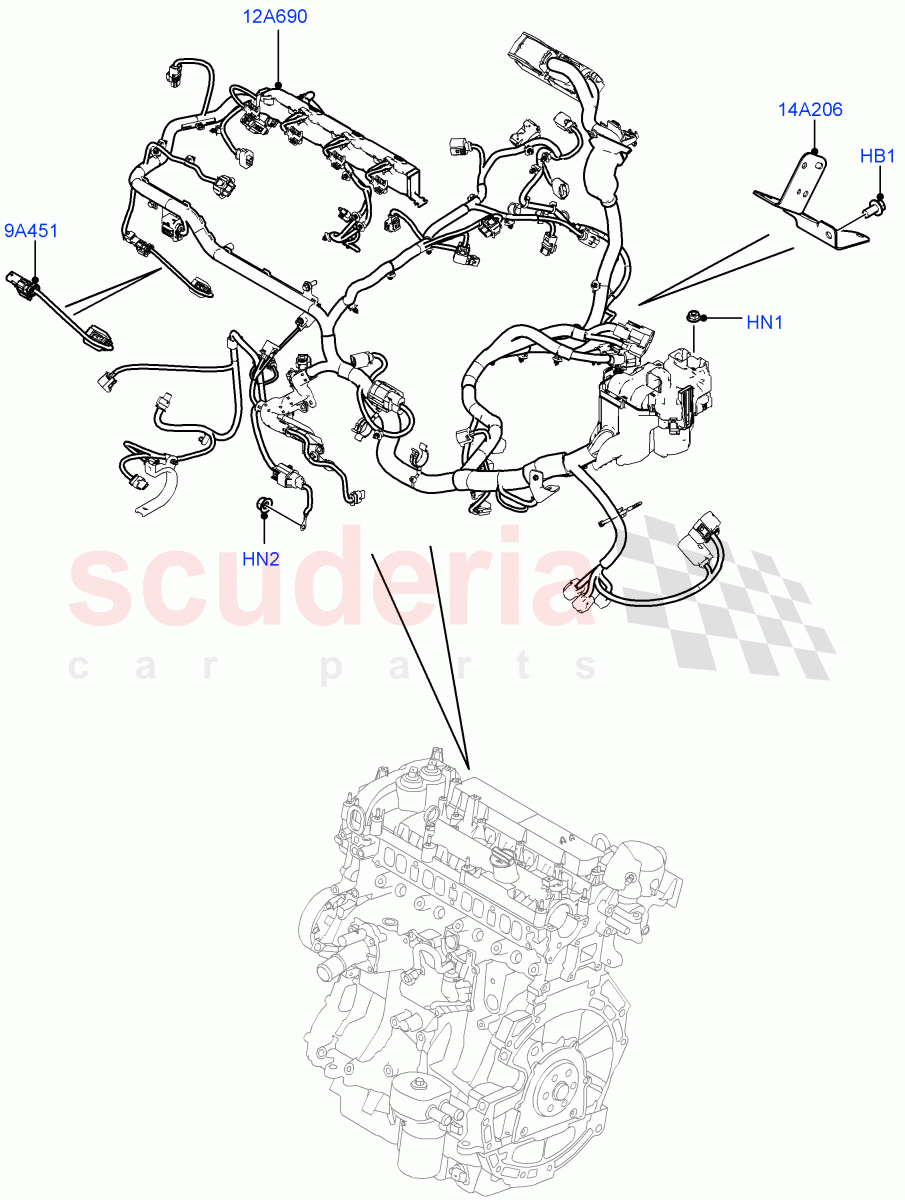 Electrical Wiring - Engine And Dash (Engine) (2.0L I4 DSL MID DOHC AJ200, Itatiaia (Brazil)) ((V) FROMGT000001, (V) TOHT999999) of Land Rover Land Rover Discovery Sport (2015+) [2.0 Turbo Petrol AJ200P]