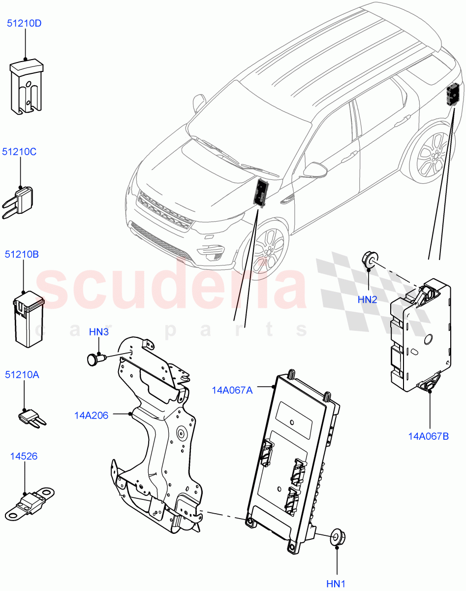 Fuses, Holders And Circuit Breakers (Halewood (UK)) ((V) TOKH999999) of Land Rover Land Rover Discovery Sport (2015+) [1.5 I3 Turbo Petrol AJ20P3]