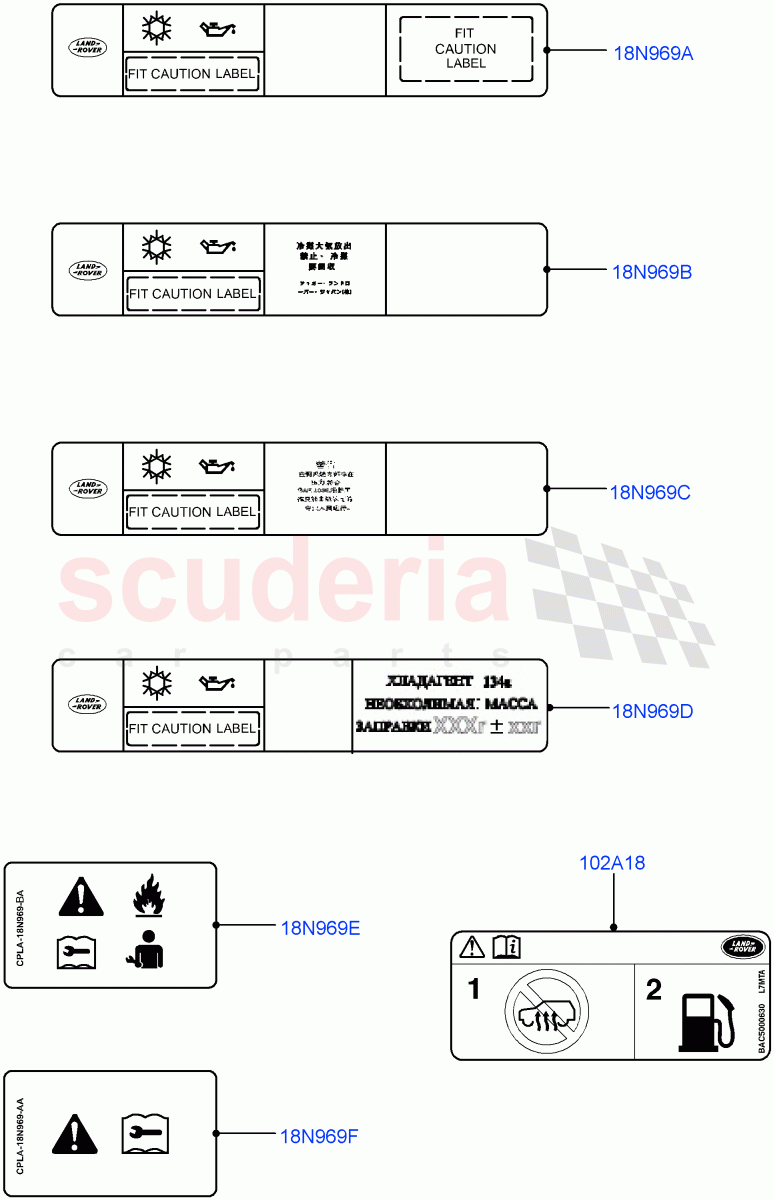 Labels (Air Conditioning) of Land Rover Land Rover Range Rover (2012-2021) [5.0 OHC SGDI NA V8 Petrol]