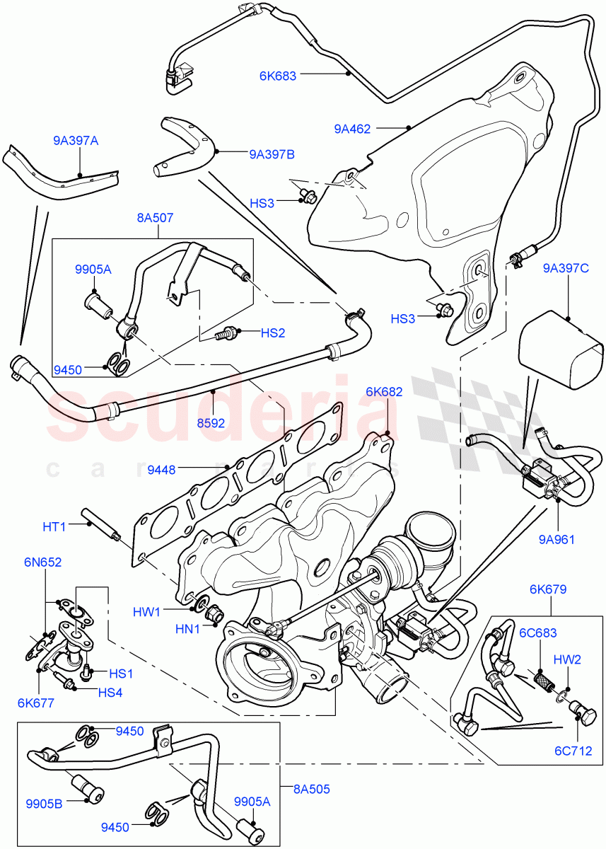 Turbocharger (2.0L 16V TIVCT T/C 240PS Petrol, Changsu (China)) ((V) FROMEG000001) of Land Rover Land Rover Range Rover Evoque (2012-2018) [2.0 Turbo Petrol GTDI]