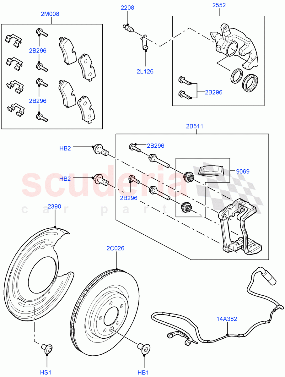Rear Brake Discs And Calipers (Front Disc And Caliper Size 19) ((V) FROMGA585033, (V) TOGA599999) of Land Rover Land Rover Range Rover Sport (2014+) [2.0 Turbo Diesel]