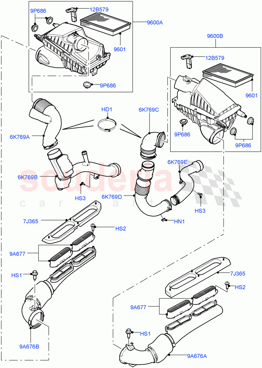 Air Cleaner (4.4L DOHC DITC V8 Diesel) of Land Rover Land Rover Range Rover (2012-2021) [4.4 DOHC Diesel V8 DITC]