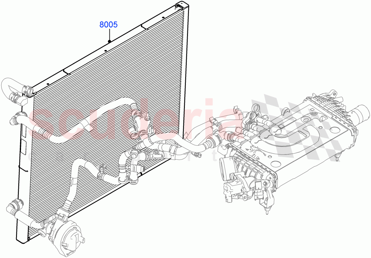 Radiator/Coolant Overflow Container (Water Charge Air Cooler) (3.0L AJ20D6 Diesel High) of Land Rover Land Rover Range Rover (2022+) [3.0 I6 Turbo Diesel AJ20D6]