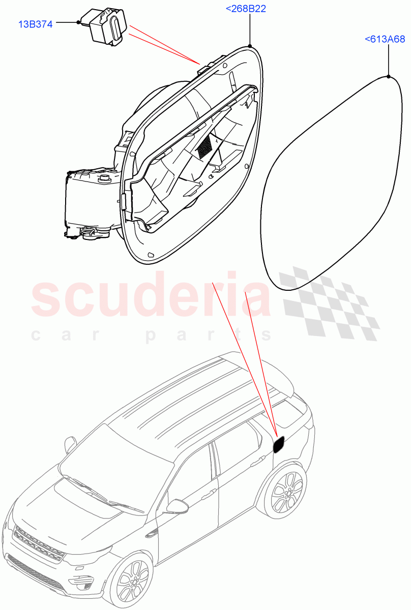 Fuel Tank Filler Door And Controls (Changsu (China), Electric Engine Battery-PHEV) ((V) FROMLG000001) of Land Rover Land Rover Discovery Sport (2015+) [2.2 Single Turbo Diesel]