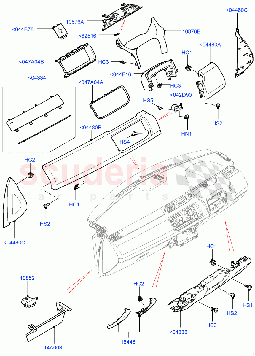 Instrument Panel (Lower) (Changsu (China)) ((V) FROMEG000001) of Land Rover Land Rover Range Rover Evoque (2012-2018) [2.2 Single Turbo Diesel]