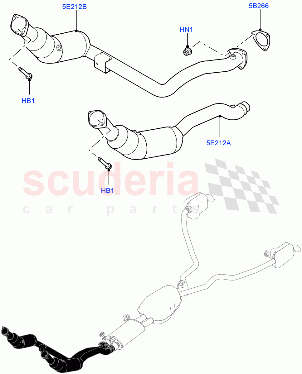 Exhaust System (Front Section) (3.0L DOHC GDI SC V6 PETROL) ((V) FROMEA000001) of Land Rover Land Rover Discovery 4 (2010-2016) [3.0 DOHC GDI SC V6 Petrol]