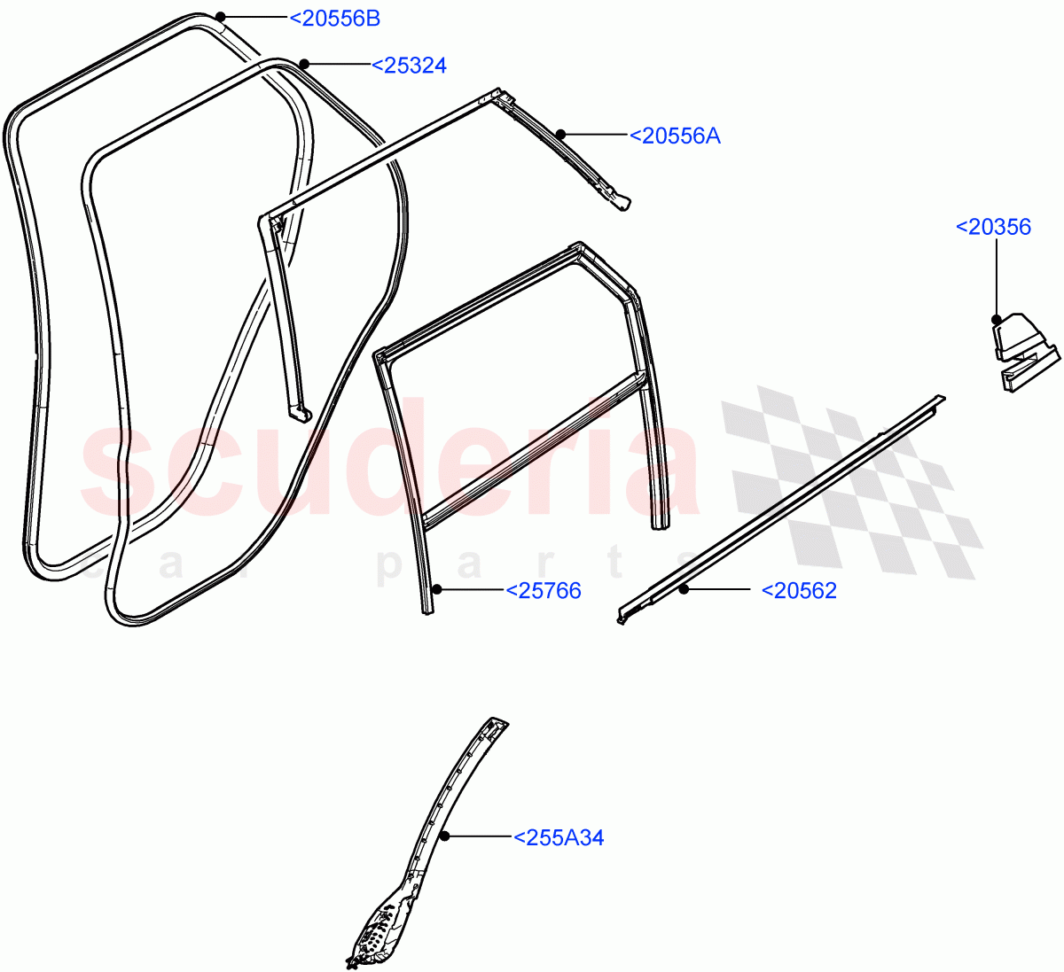 Rear Doors, Hinges & Weatherstrips (Weatherstrips And Seals) (Itatiaia (Brazil)) of Land Rover Land Rover Range Rover Evoque (2019+) [2.0 Turbo Diesel AJ21D4]