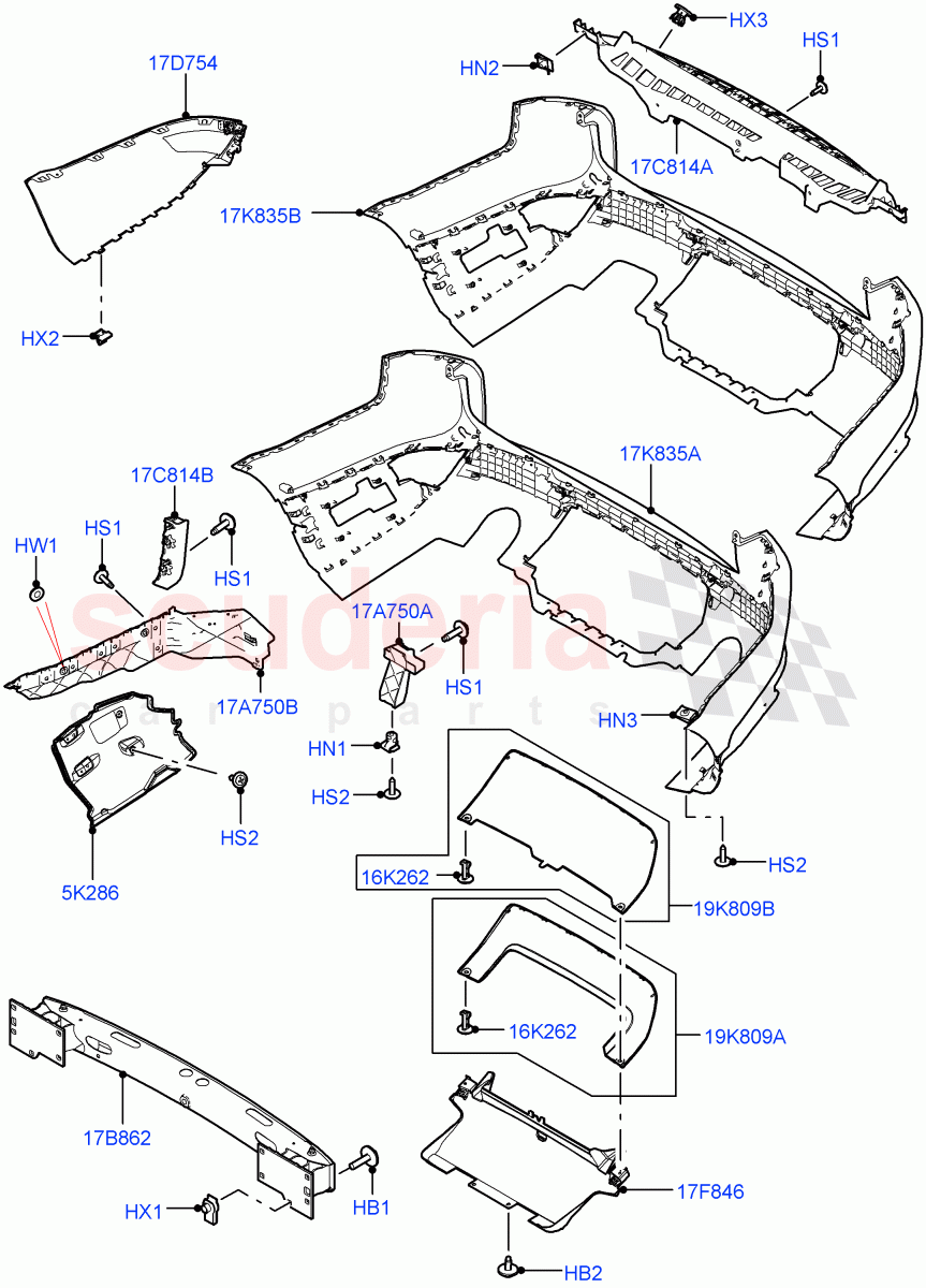 Rear Bumper (Non SVR) ((V) TOHA999999) of Land Rover Land Rover Range Rover Sport (2014+) [3.0 DOHC GDI SC V6 Petrol]