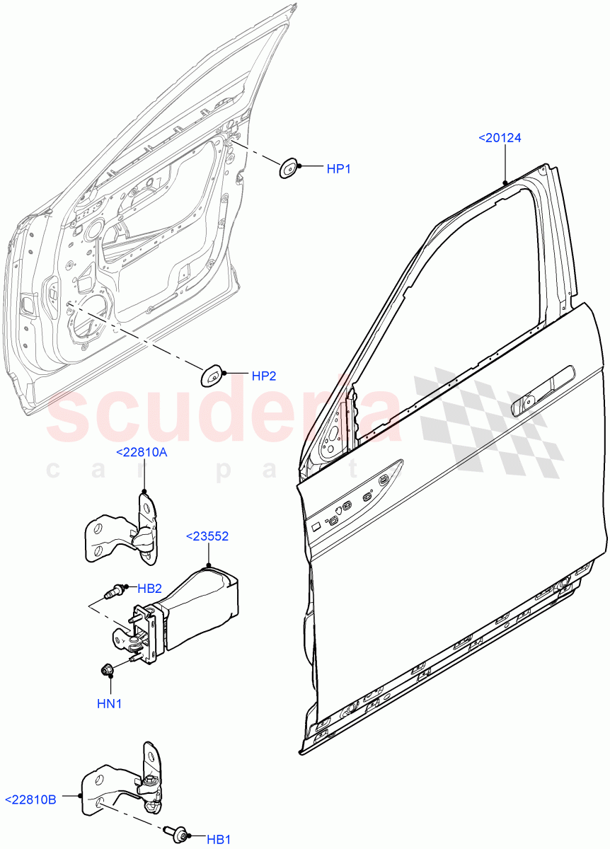 Front Doors, Hinges & Weatherstrips (Door And Fixings) (Changsu (China)) of Land Rover Land Rover Range Rover Evoque (2019+) [2.0 Turbo Diesel AJ21D4]