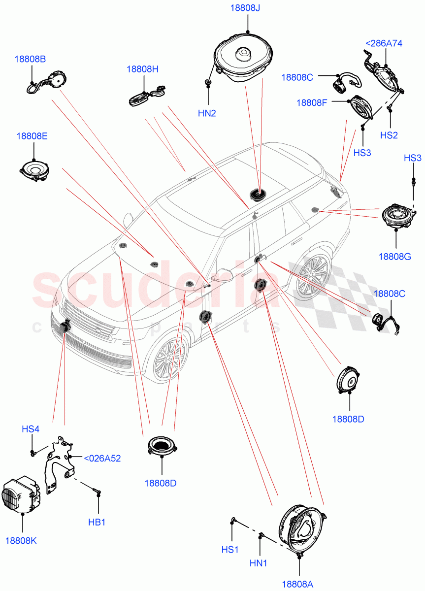 Speakers (Meridian 3D Surround Sound System) of Land Rover Land Rover Range Rover (2022+) [3.0 I6 Turbo Diesel AJ20D6]