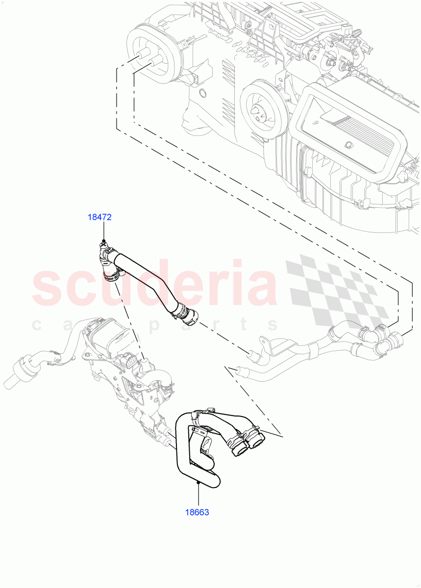 Heater Hoses (Front) (4.4L DOHC DITC V8 Diesel, Park Heating With Remote Control) ((V) FROMJA000001, (V) TOJA999999) of Land Rover Land Rover Range Rover Sport (2014+) [4.4 DOHC Diesel V8 DITC]