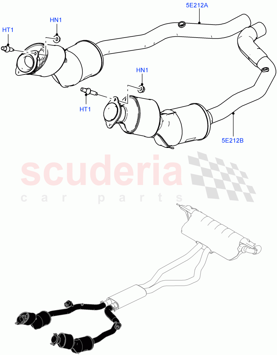 Front Exhaust System (Nitra Plant Build) (5.0 Petrol AJ133 DOHC CDA, Beijing 6 Petrol Emission, EU6D - Final (Petrol) Emission) ((V) FROMM2000001) of Land Rover Land Rover Defender (2020+) [5.0 OHC SGDI SC V8 Petrol]