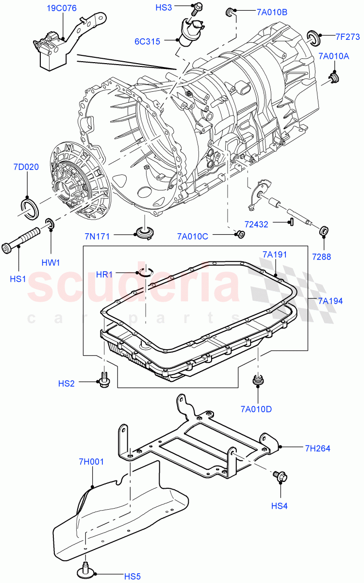 Transmission External Components (3.6L V8 32V DOHC EFi Diesel Lion, 6 Speed Auto ZF 6HP26 Steptronic, Cologne V6 4.0 EFI (SOHC), Lion Diesel 2.7 V6 (140KW)) ((V) FROMAA000001) of Land Rover Land Rover Range Rover Sport (2010-2013) [5.0 OHC SGDI SC V8 Petrol]