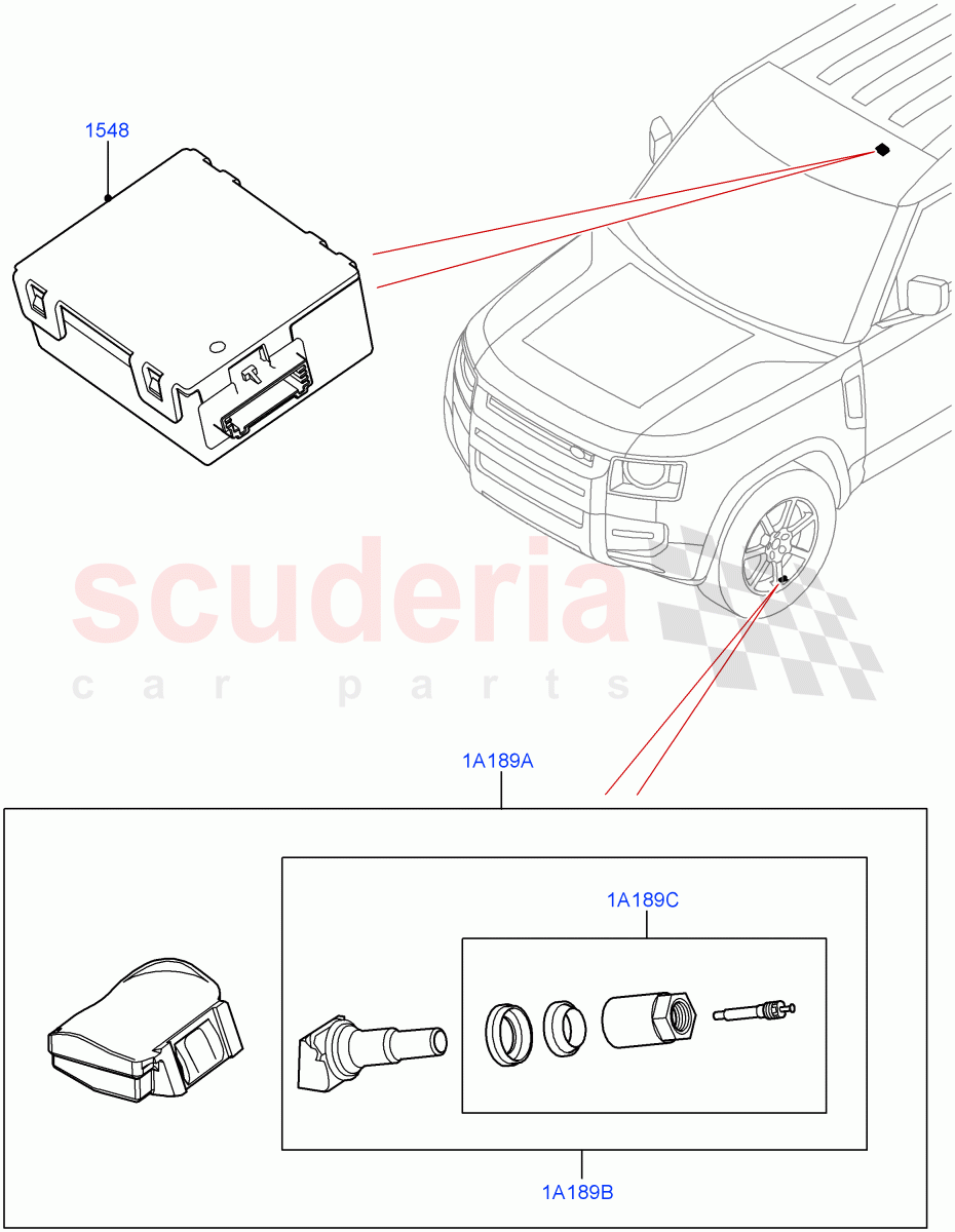 Tyre Pressure Monitor System ((V) TOM2051783) of Land Rover Land Rover Defender (2020+) [3.0 I6 Turbo Diesel AJ20D6]