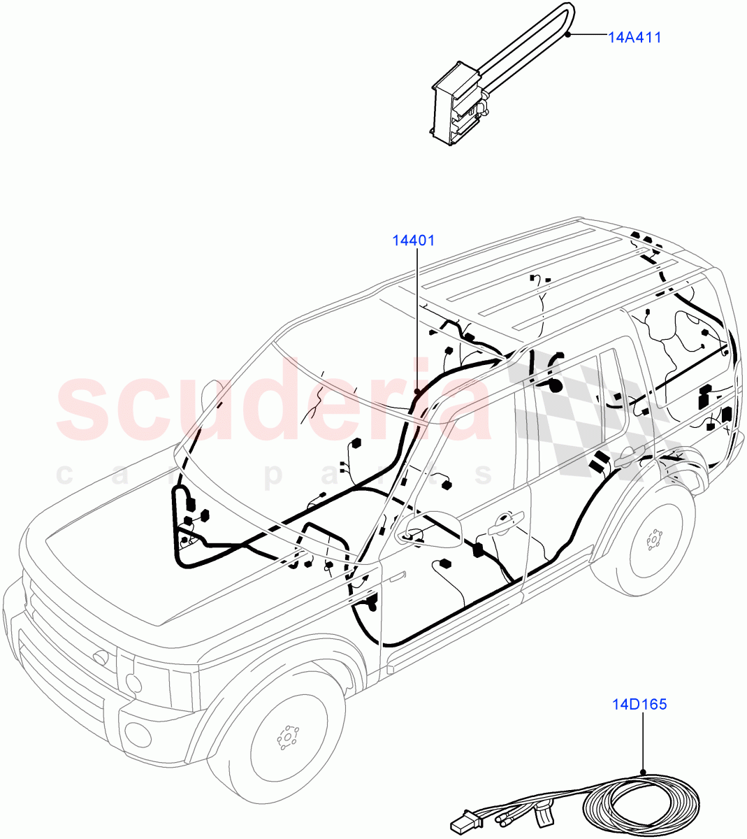 Electrical Wiring - Engine And Dash (Main Harness) ((V) FROMBA000001, (V) TOBA999999) of Land Rover Land Rover Discovery 4 (2010-2016) [3.0 Diesel 24V DOHC TC]