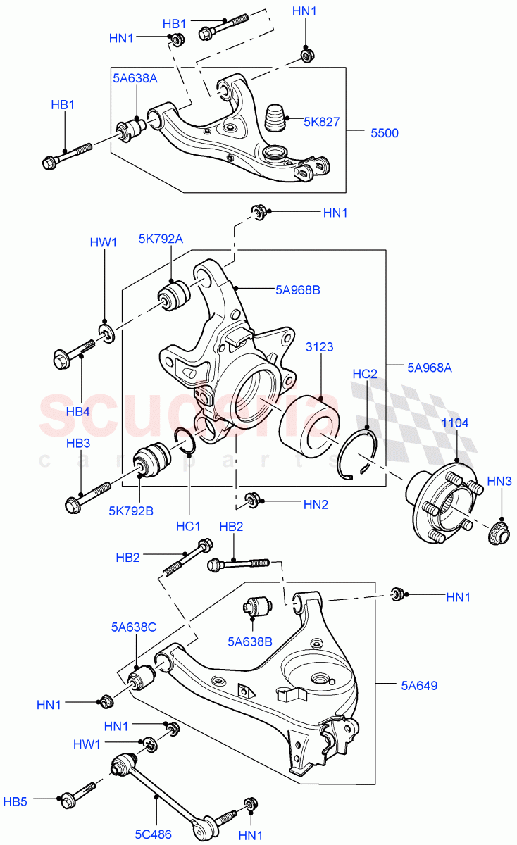 Rear Knuckle And Suspension Arms ((V) FROMAA000001) of Land Rover Land Rover Range Rover (2010-2012) [3.6 V8 32V DOHC EFI Diesel]