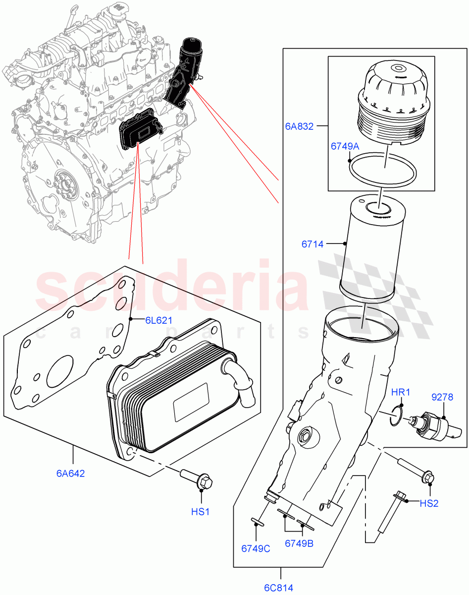 Oil Cooler And Filter (2.0L I4 DSL MID DOHC AJ200, Itatiaia (Brazil), 2.0L I4 DSL HIGH DOHC AJ200) ((V) FROMGT000001) of Land Rover Land Rover Discovery Sport (2015+) [2.0 Turbo Diesel]