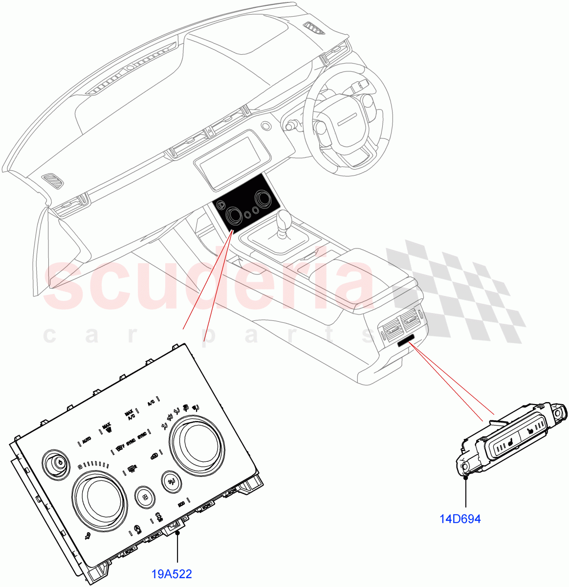 Heater & Air Conditioning Controls (Changsu (China)) of Land Rover Land Rover Range Rover Evoque (2019+) [2.0 Turbo Diesel]