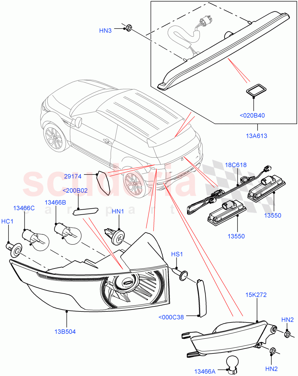 Rear Lamps (Halewood (UK)) of Land Rover Land Rover Range Rover Evoque (2012-2018) [2.0 Turbo Diesel]