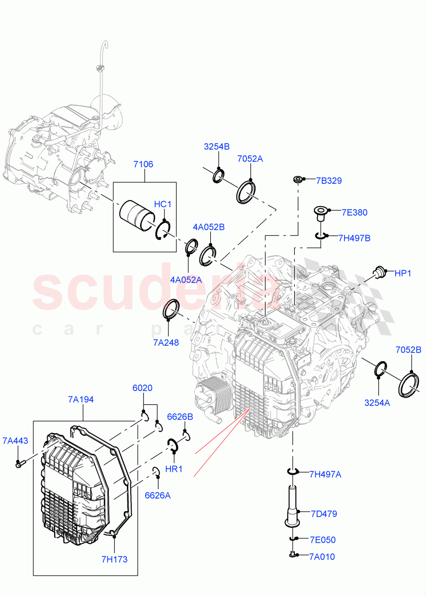 Transmission External Components (1.5L AJ20P3 Petrol High, 8 Speed Automatic Trans 8G30, Changsu (China), 1.5L AJ20P3 Petrol High PHEV) of Land Rover Land Rover Discovery Sport (2015+) [2.0 Turbo Diesel AJ21D4]