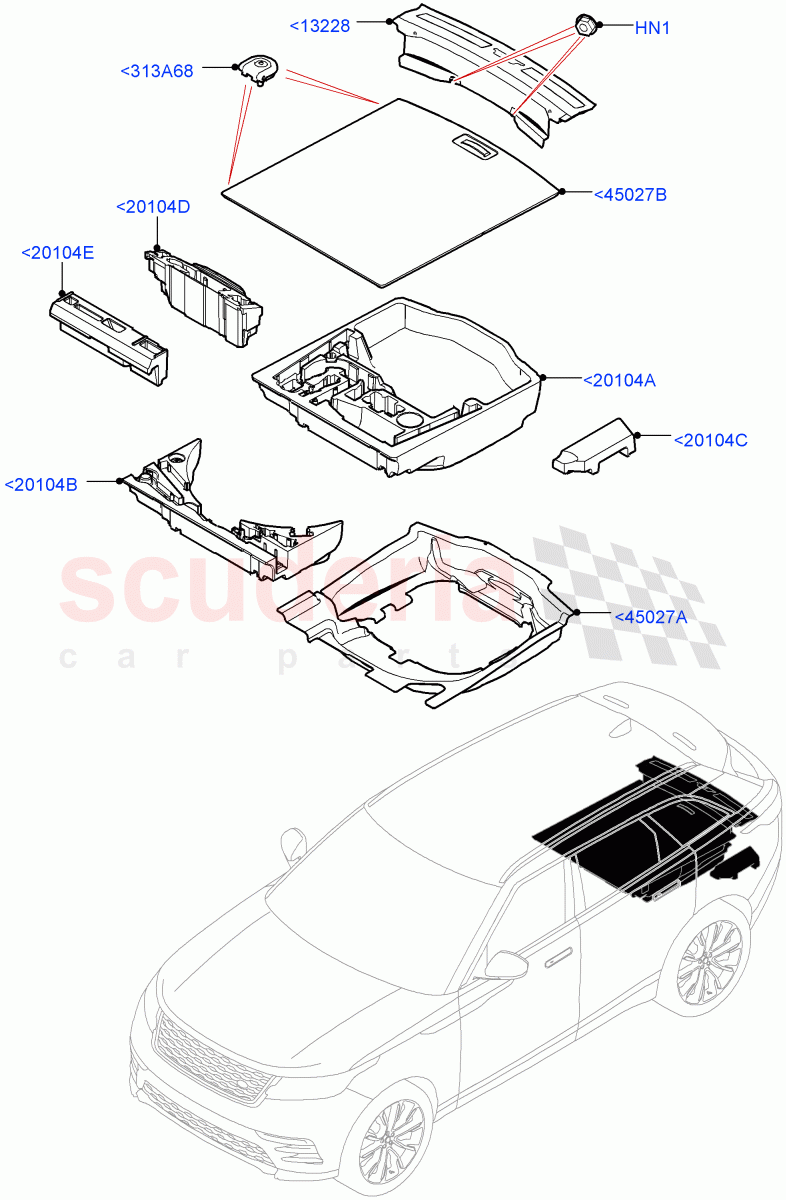 Load Compartment Trim (Floor) of Land Rover Land Rover Range Rover Velar (2017+) [3.0 I6 Turbo Petrol AJ20P6]