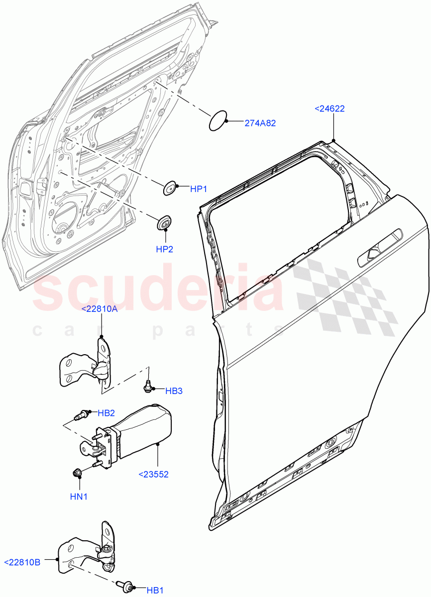 Rear Doors, Hinges & Weatherstrips (Door And Fixings) (Changsu (China)) of Land Rover Land Rover Range Rover Evoque (2019+) [2.0 Turbo Diesel]
