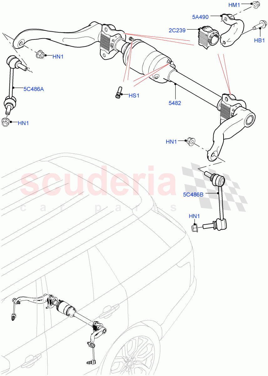 Active Anti-Roll Bar System (Stabilizer Bar, Rear) (5.0L OHC SGDI SC V8 Petrol - AJ133, Electronic Air Suspension With ACE, 5.0 Petrol AJ133 DOHC CDA, 5.0L P AJ133 DOHC CDA S/C Enhanced, 4.4L DOHC DITC V8 Diesel, 3.0L AJ20D6 Diesel High) ((V) FROMKA000001) of Land Rover Land Rover Range Rover (2012-2021) [5.0 OHC SGDI SC V8 Petrol]