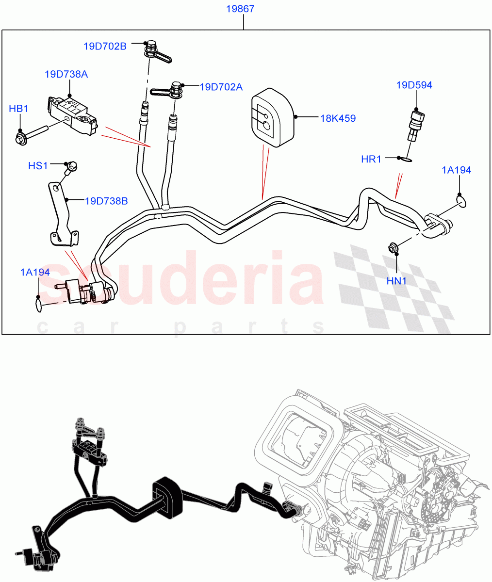 Air Conditioning System (Halewood (UK), Air Conditioning Refrigerant-R134A) ((V) TOLH999999) of Land Rover Land Rover Range Rover Evoque (2019+) [1.5 I3 Turbo Petrol AJ20P3]