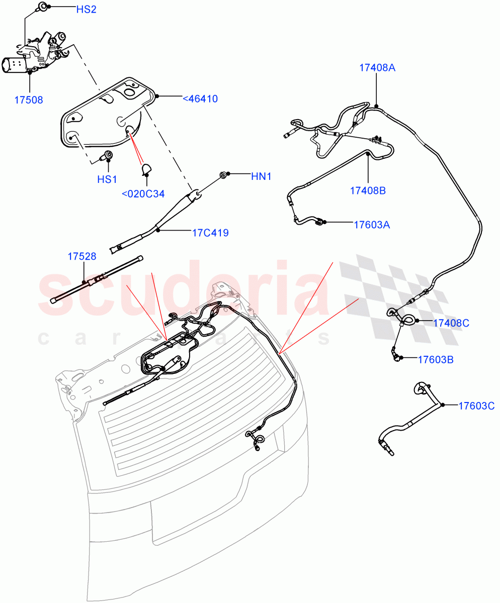 Rear Window Wiper And Washer (Nitra Plant Build) ((V) FROMK2000001) of Land Rover Land Rover Discovery 5 (2017+) [3.0 I6 Turbo Diesel AJ20D6]