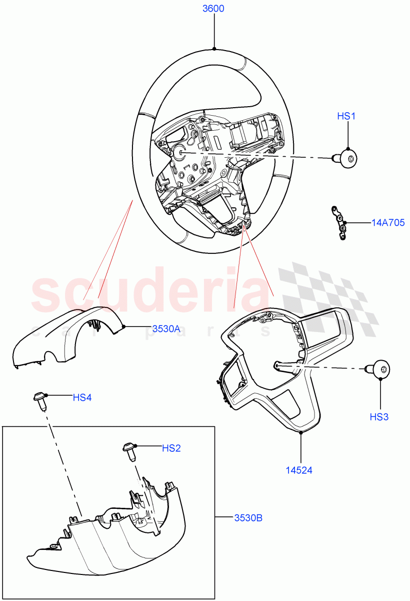 Steering Wheel (Changsu (China)) ((V) FROMMG575835) of Land Rover Land Rover Range Rover Evoque (2019+) [2.0 Turbo Petrol AJ200P]
