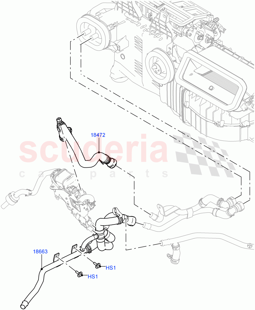 Heater Hoses (Nitra Plant Build) (3.0 V6 D Gen2 Mono Turbo, Fuel Fired Heater With Park Heat, 3.0 V6 D Low MT ROW, Fuel Heater W/Pk Heat With Remote, 3.0 V6 D Gen2 Twin Turbo) ((V) FROMK2000001) of Land Rover Land Rover Discovery 5 (2017+) [3.0 I6 Turbo Petrol AJ20P6]