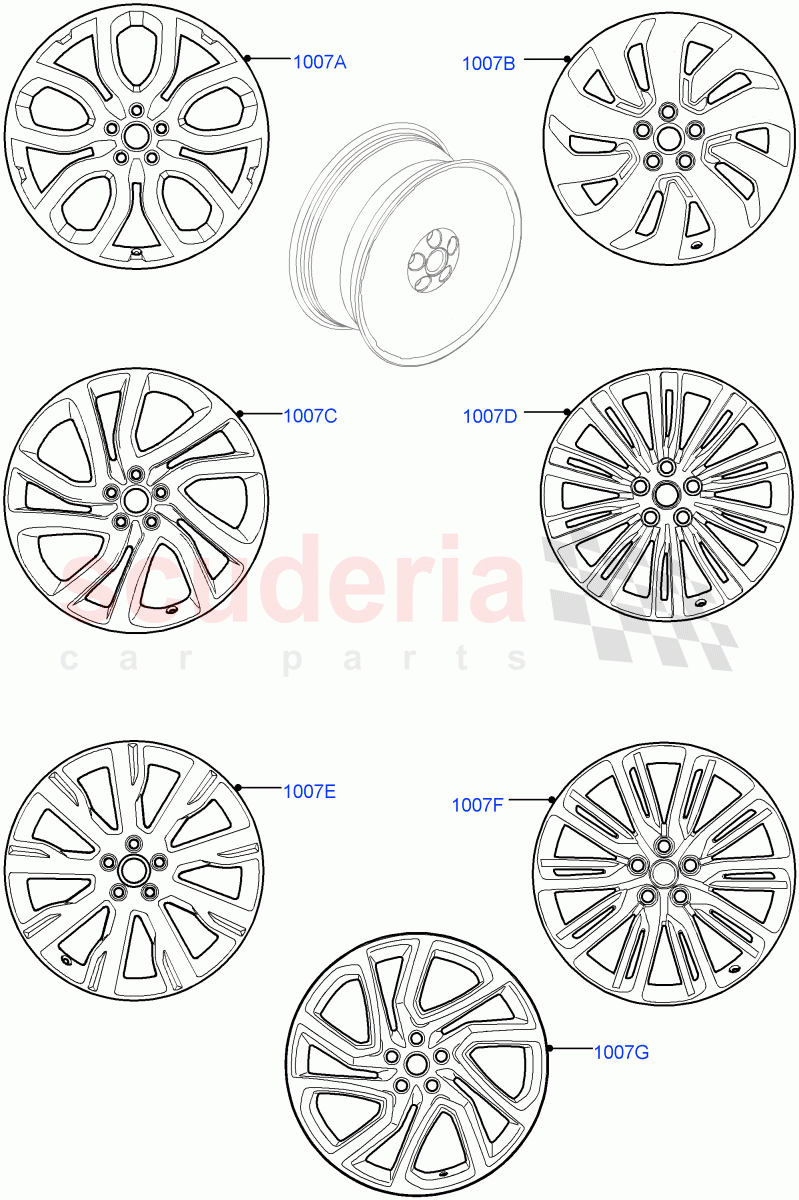 Spare Wheel (Nitra Plant Build) (21" Full Size Spare Wheel, 22" Full Size Spare Wheel, 19" Full Size Spare Wheel, With Conventional Alloy Spare Wheel, 20" Full Size Spare Wheel, Spare Wheel - Conventional Alloy) ((V) FROMK2000001, (V) TOL2999999) of Land Rover Land Rover Discovery 5 (2017+) [2.0 Turbo Petrol AJ200P]