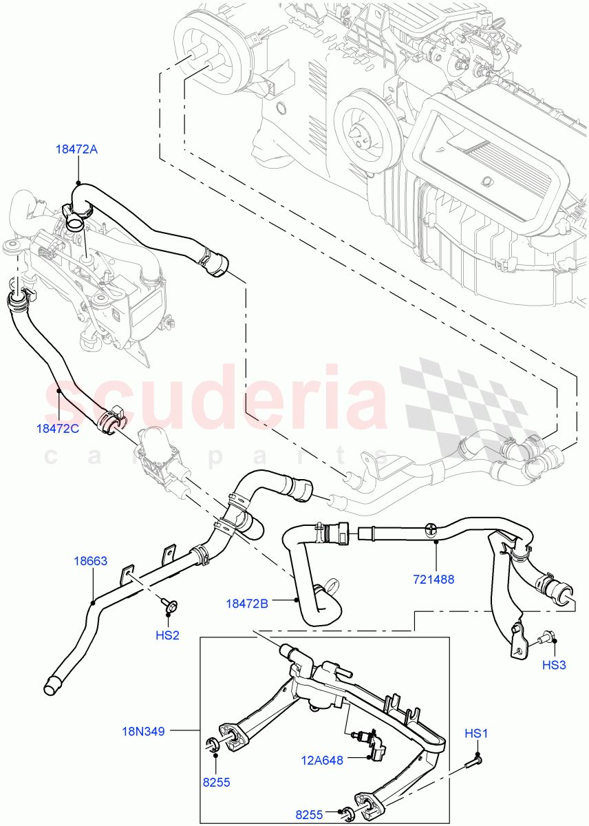 Heater Hoses (Solihull Plant Build) (3.0L DOHC GDI SC V6 PETROL, With Fuel Fired Heater) ((V) FROMHA000001, (V) TOHA999999) of Land Rover Land Rover Discovery 5 (2017+) [3.0 I6 Turbo Petrol AJ20P6]