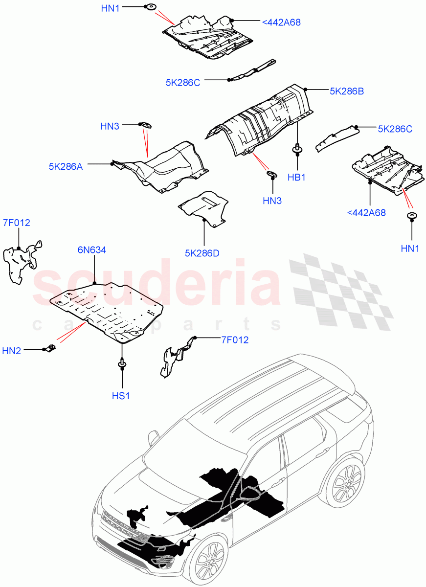 Splash And Heat Shields (Body, Front) (Itatiaia (Brazil)) ((V) FROMGT000001) of Land Rover Land Rover Discovery Sport (2015+) [2.2 Single Turbo Diesel]