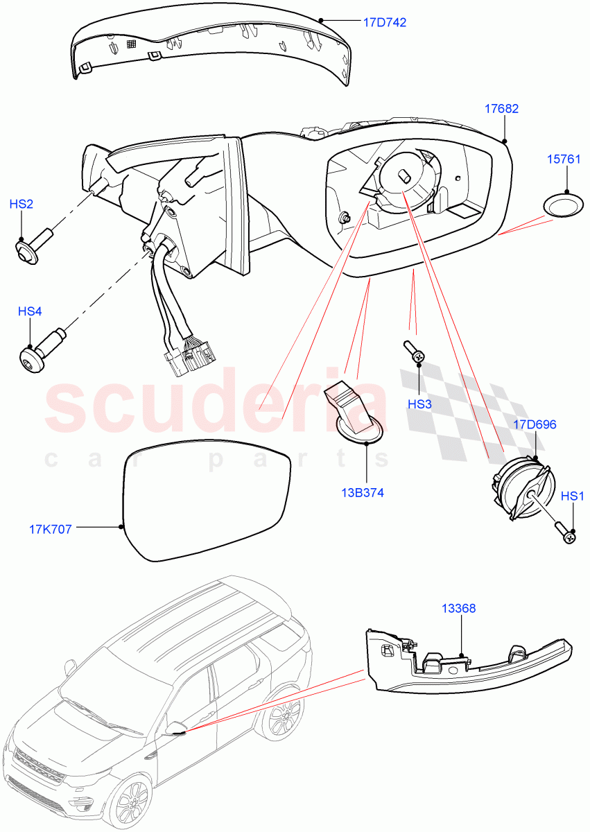 Exterior Rear View Mirror (Itatiaia (Brazil)) ((V) FROMGT000001) of Land Rover Land Rover Discovery Sport (2015+) [2.0 Turbo Petrol AJ200P]
