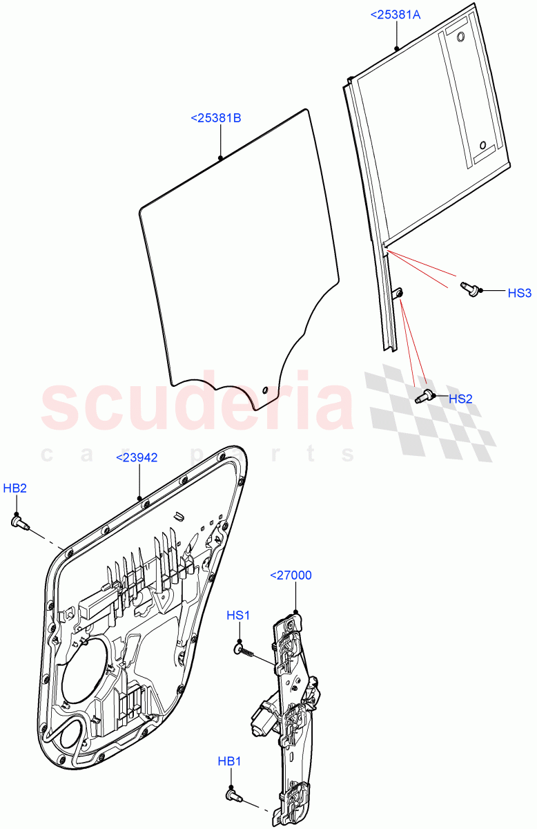 Rear Door Glass And Window Controls (Standard Wheelbase) of Land Rover Land Rover Defender (2020+) [2.0 Turbo Petrol AJ200P]