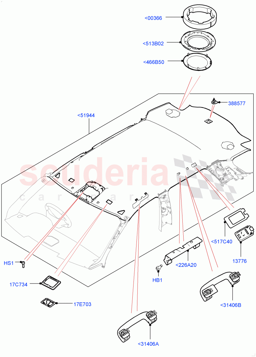 Headlining And Sun Visors (Less Panorama Roof, Itatiaia (Brazil)) ((V) FROMGT000001) of Land Rover Land Rover Discovery Sport (2015+) [2.0 Turbo Petrol GTDI]