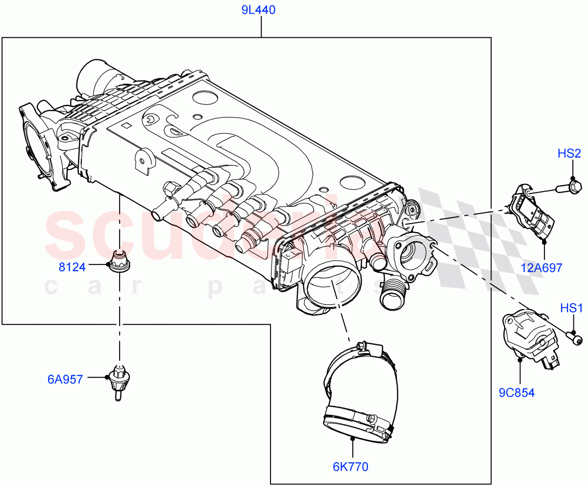 Intercooler/Air Ducts And Hoses (Nitra Plant Build) (3.0L AJ20P6 Petrol High) ((V) FROMM2000001) of Land Rover Land Rover Discovery 5 (2017+) [3.0 I6 Turbo Petrol AJ20P6]