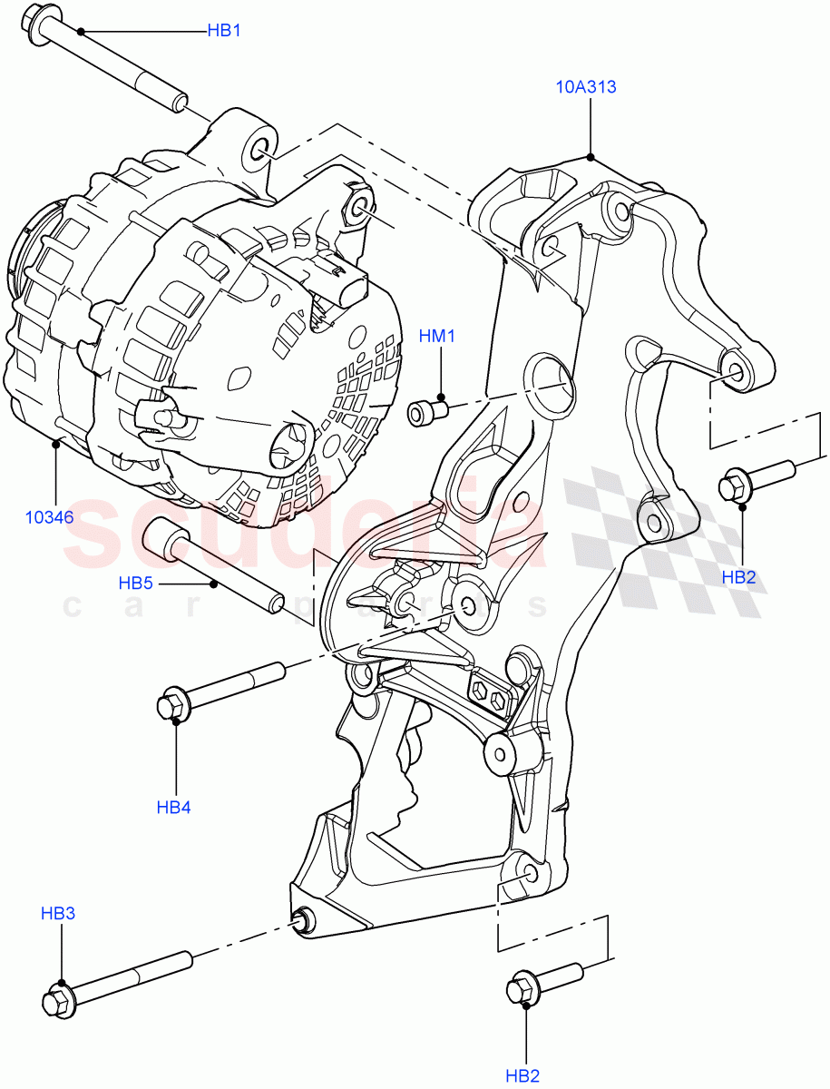 Alternator And Mountings (2.2L CR DI 16V Diesel, Halewood (UK)) of Land Rover Land Rover Discovery Sport (2015+) [2.0 Turbo Petrol GTDI]