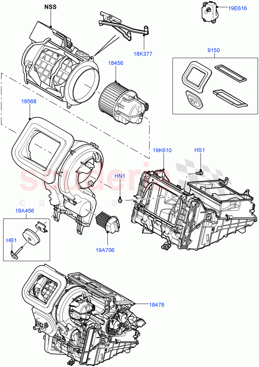 Heater/Air Cond.External Components (Main Unit) (Changsu (China)) ((V) FROMFG000001, (V) TOKG446856) of Land Rover Land Rover Discovery Sport (2015+) [1.5 I3 Turbo Petrol AJ20P3]