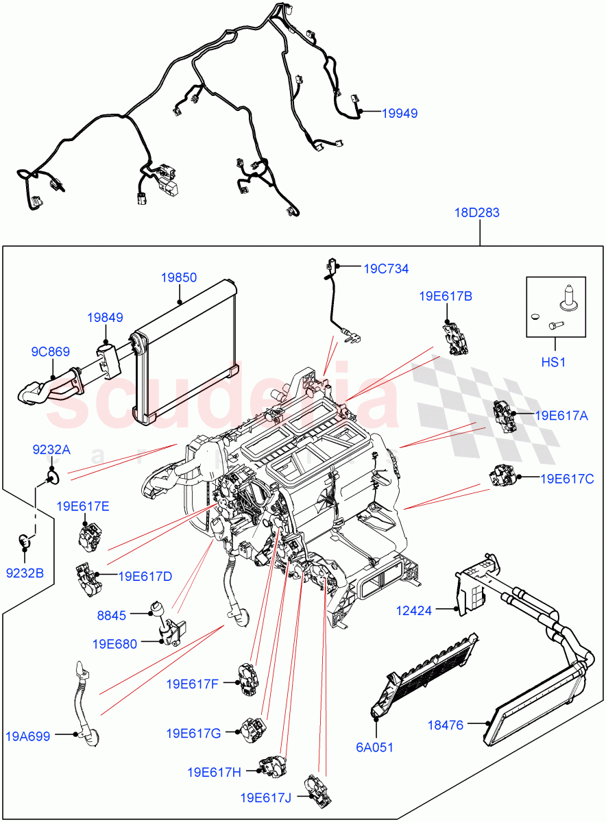 Heater/Air Cond.Internal Components (Heater Main Unit) (Premium Air Conditioning-Front/Rear) ((V) FROMMA000001) of Land Rover Land Rover Range Rover Velar (2017+) [3.0 Diesel 24V DOHC TC]