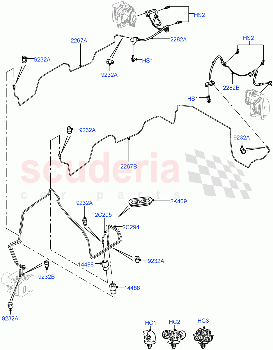 Rear Brake Pipes (RHD) of Land Rover Land Rover Range Rover Sport (2014+) [2.0 Turbo Petrol AJ200P]