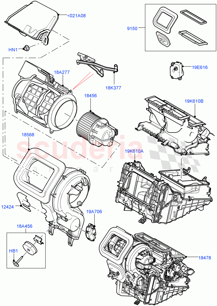 Heater/Air Cond.External Components (Main Unit) (Changsu (China)) of Land Rover Land Rover Range Rover Evoque (2019+) [2.0 Turbo Petrol AJ200P]