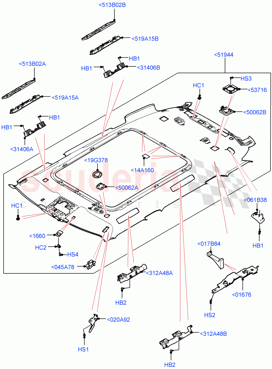 Headlining And Sun Visors (Long Wheelbase) of Land Rover Land Rover Range Rover (2022+) [3.0 I6 Turbo Diesel AJ20D6]