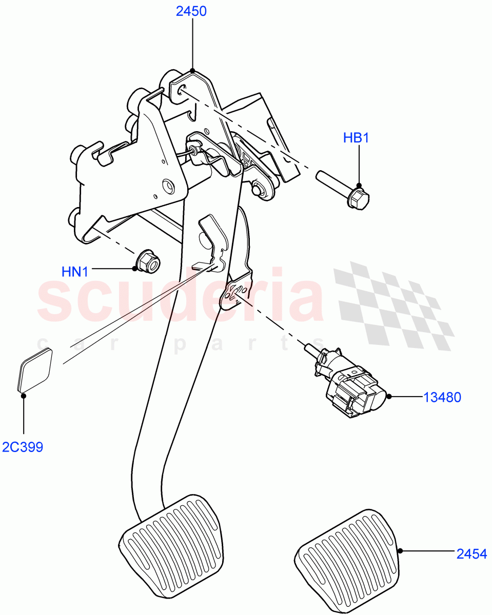 Brake And Clutch Controls (8 Speed Auto Trans ZF 8HP70 HEV 4WD) ((V) FROMFA000001) of Land Rover Land Rover Range Rover Sport (2014+) [3.0 DOHC GDI SC V6 Petrol]