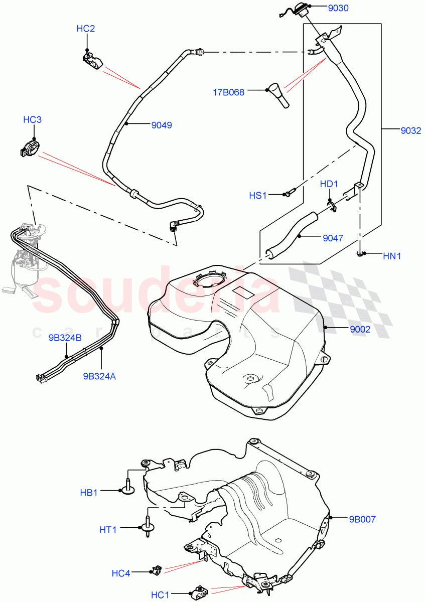 Fuel Tank & Related Parts (2.0L I4 DSL HIGH DOHC AJ200) ((V) FROMHA000001) of Land Rover Land Rover Range Rover Sport (2014+) [2.0 Turbo Diesel]