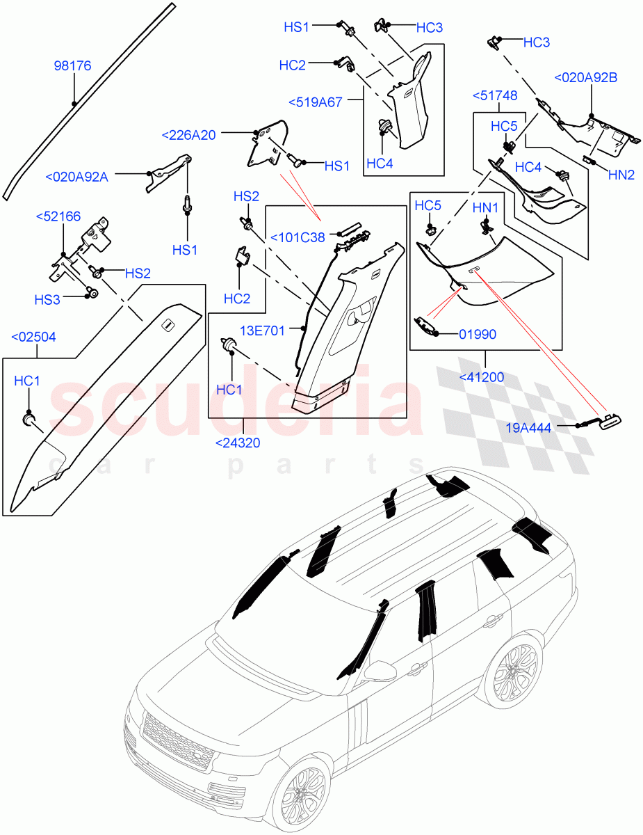 Side Trim (Upper, Front And Rear) of Land Rover Land Rover Range Rover (2012-2021) [3.0 I6 Turbo Petrol AJ20P6]