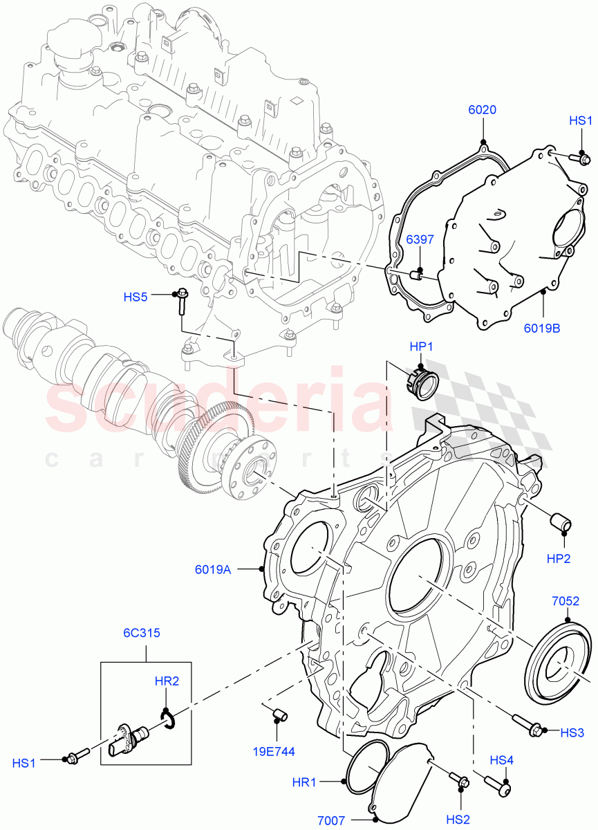 Timing Gear Covers (2.0L AJ20D4 Diesel Mid PTA, Itatiaia (Brazil)) ((V) FROMLT000001) of Land Rover Land Rover Discovery Sport (2015+) [2.0 Turbo Diesel]
